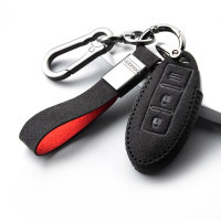 Funda protectora de cuero alcantara (LEK76) para llaves Nissan incluye llavero - negro