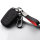 Coque de clé de voiture en cuir alcantara (LEK76) compatible avec Toyota clés incl. porte-clés (alcantara) - noir