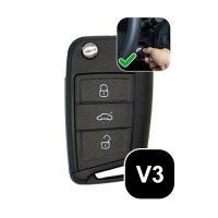 Alcantara Schlüsselhülle / Schlüsselcover (LEK76) passend für Volkswagen, Skoda, Seat Schlüssel inkl. Schlüsselanhänger - schwarz