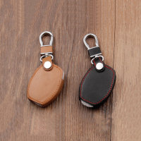 Leather key fob cover case fit for Mercedes-Benz M7 remote key brown