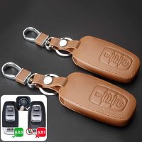 Funda protectora de cuero (LEK1) para llaves Audi Compreso moschettone - marrón