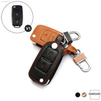 Leder Schlüssel Cover passend für Volkswagen, Skoda, Seat Schlüssel V1 braun