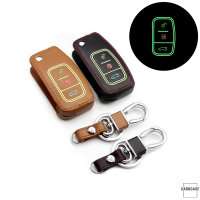 Leder Schlüssel Cover passend für Ford Schlüssel braun LEUCHTEND! LEK2-F1-2