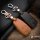 Leather key fob cover case fit for Audi AX6 remote key brown