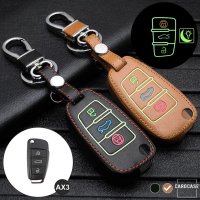 Leather key fob cover case fit for Audi AX3 remote key brown