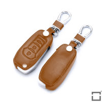 Leather key fob cover case fit for Ford F2 remote key brown
