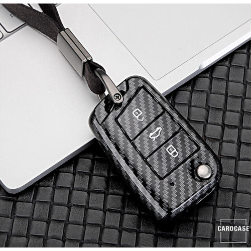 Carbon Look Schlüssel Cover passend für  Schlüssel schwarz HEK47-V3-1
