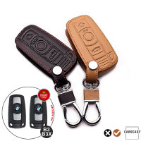 Leather key fob cover case fit for BMW B3, B3X remote key brown