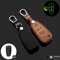 Coque de clé de Voiture (LEK2) en cuir compatible avec Ford clés incl. porte-clés - brun