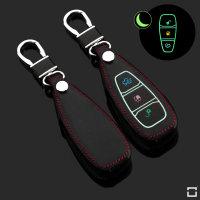 Leather key fob cover case fit for Ford F5 remote key black
