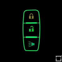 Leder Schlüssel Cover passend für Nissan Schlüssel schwarz LEUCHTEND! LEK2-N7-1