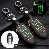 Leather key fob cover case fit for Nissan N6 remote key black