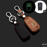 Leather key fob cover case fit for Opel OP5 remote key black