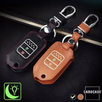 Leder Schlüssel Cover passend für Honda Schlüssel schwarz LEUCHTEND! LEK2-H9-1