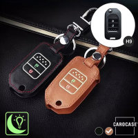 Leder Schlüssel Cover passend für Honda Schlüssel braun LEUCHTEND! LEK2-H9-2