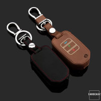 Coque de clé de Voiture (LEK2) en cuir compatible avec Honda clés incl. porte-clés - brun
