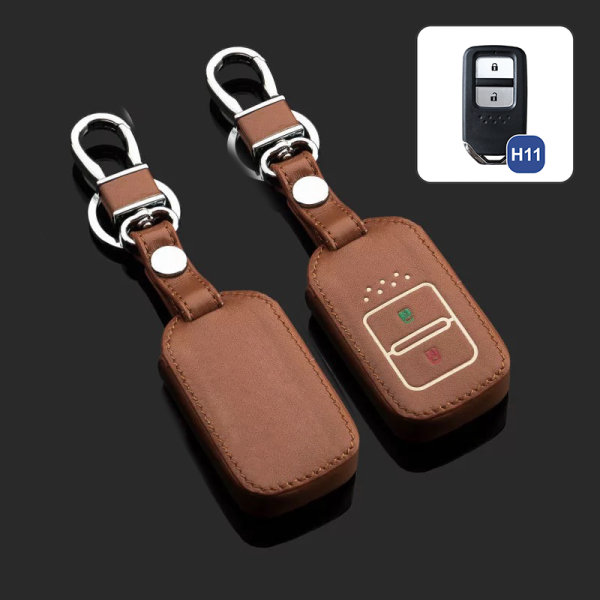 Leder Schlüssel Cover passend für Honda Schlüssel braun LEUCHTEND! LEK2-H11-2