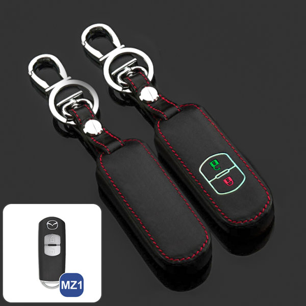 Leather key fob cover case fit for Mazda MZ1 remote key black