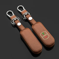 Coque de clé de Voiture (LEK2) en cuir compatible avec Mazda clés incl. porte-clés - brun