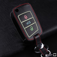 Leather key fob cover case fit for Volkswagen, Audi, Skoda, Seat V3 remote key brown