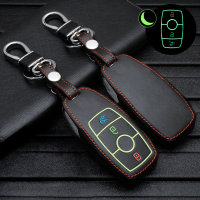 Leather key fob cover case fit for Mercedes-Benz M9 remote key black