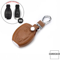 Coque de protection en cuir pour voiture Mercedes-Benz clé télécommande M6 brun