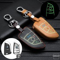 Leder Schlüssel Cover passend für BMW Schlüssel braun LEUCHTEND! LEK2-B7-2