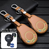 Leather key fob cover case fit for MINI MC2 remote key brown