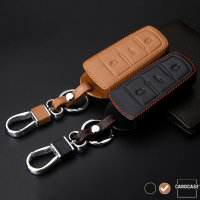 Leather key fob cover case fit for Volkswagen V6 remote key brown