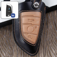 Premium Leder Schlüssel Cover passend für BMW Schlüssel schwarz - M-POWER