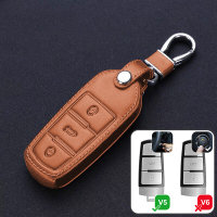 Leder Schlüssel Cover passend für Volkswagen Schlüssel V5 braun