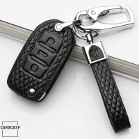 Leather key fob cover case fit for Volkswagen, Skoda, Seat V2 remote key black