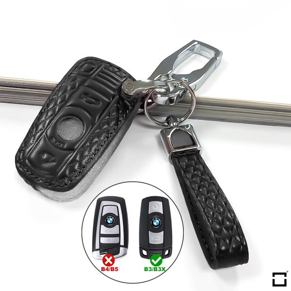 BLACK-ROSE Leder Schlüssel Cover für BMW Schlüssel schwarz LEK4-B3