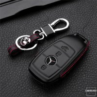 Leder Hartschalen Cover passend für Mercedes-Benz Schlüssel schwarz LEK48-M9-1