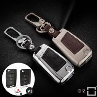 Coque de protection en Aluminium pour voiture Volkswagen, Audi, Skoda, Seat clé télécommande V3, V3X chrome/noir