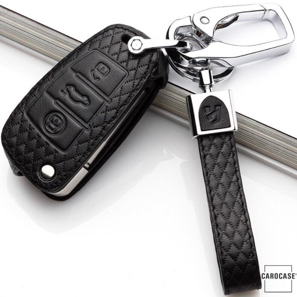 BLACK-ROSE Leder Schlüssel Cover für Audi Schlüssel schwarz LEK4-AX3