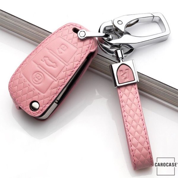 BLACK-ROSE Leder Schlüssel Cover für Audi Schlüssel rosa LEK4-AX3