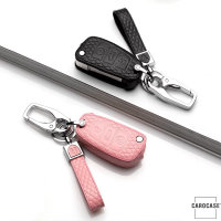 Leather key fob cover case fit for Audi AX3 remote key rose