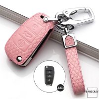 Leather key fob cover case fit for Audi AX3 remote key rose