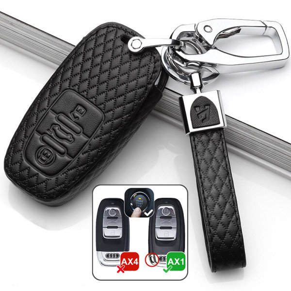 BLACK-ROSE Leder Schlüssel Cover für Audi Schlüssel schwarz LEK4-AX4