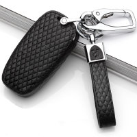 Leather key fob cover case fit for Audi AX4 remote key black