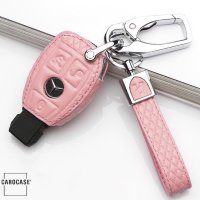BLACK-ROSE Leder Schlüssel Cover für Mercedes-Benz Schlüssel schwarz LEK4-M7