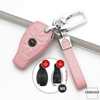 BLACK-ROSE Leder Schlüssel Cover für Mercedes-Benz Schlüssel rosa LEK4-M8