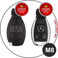 Coque de protection en cuir pour voiture Mercedes-Benz clé télécommande M8 rose