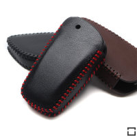 Leder Schlüssel Cover passend für BMW Schlüssel B4, B5 schwarz/rot