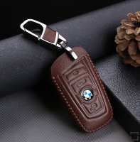 Leather key fob cover case fit for BMW B4, B5 remote key brown