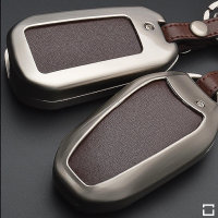 Aluminum key fob cover case fit for Citroen, Peugeot P3 remote key champagne/brown