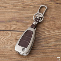 Aluminum key fob cover case fit for Ford F4 remote key champagne/brown