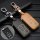 Coque de clé de Voiture (LEK2) en cuir compatible avec Volvo clés incl. porte-clés - brun