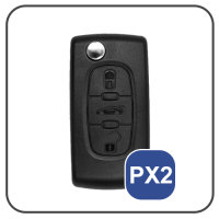 Coque de clé de Voiture (LEK2) en cuir compatible avec Citroen, Peugeot, Fiat clés incl. porte-clés - brun